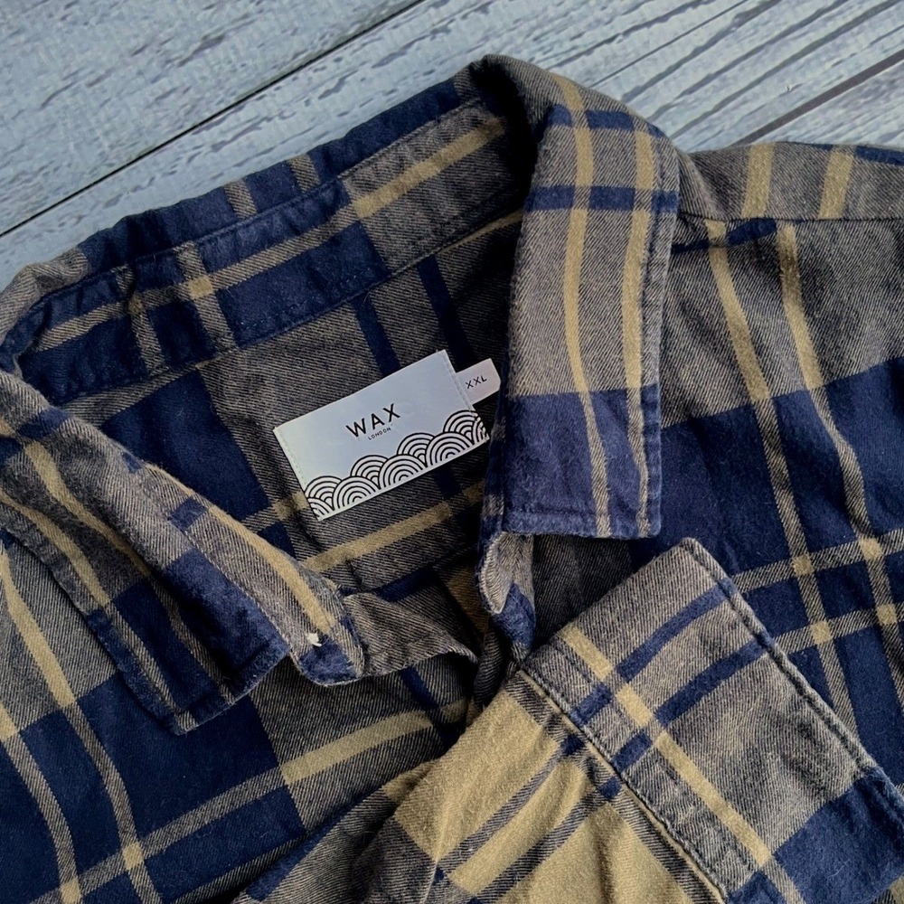 Wax London Mens Plaid Overshirt Stylish Button Down Flannel Sz XXL (2XL)‎